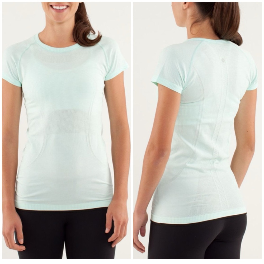 Lululemon Run:Swiftly Tech Shirt Sleeve Mint Movement/black‎ Sz 4